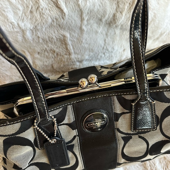 Coach Black and Gray Signature Tote - Picture 4 of 8